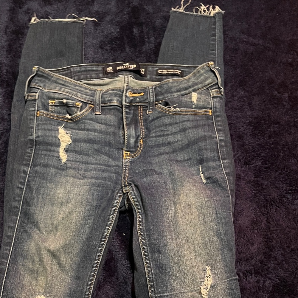 Hollister Dark Blue Distressed Skinny Jeans